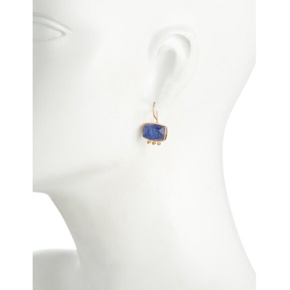 SHAANTI JEWELS  India 18kt Gold Plated Sterling Silver Lapis Lazuli Earrings - Picture 2 of 2